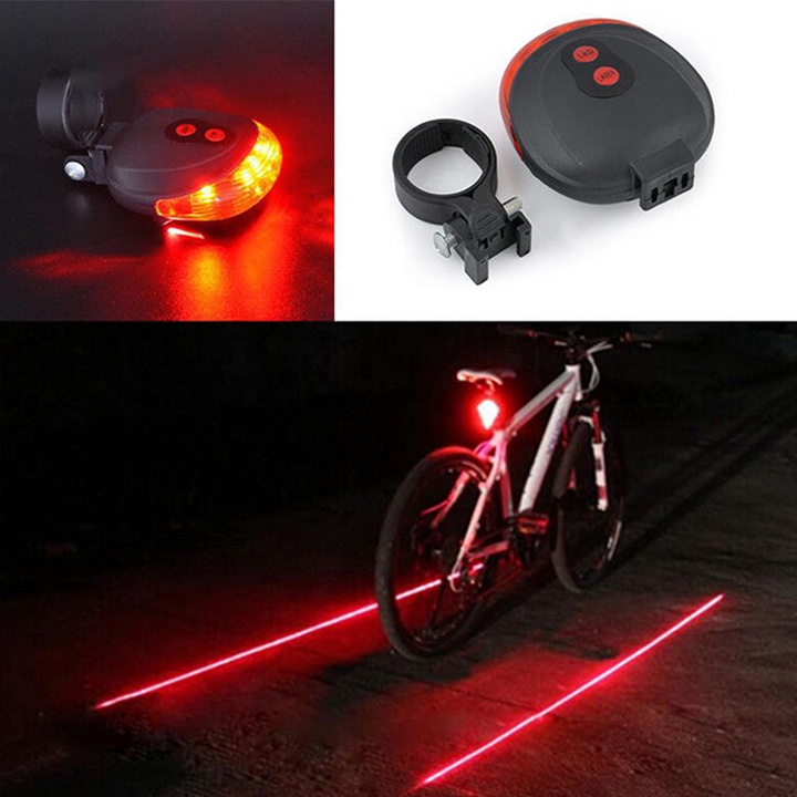 Đèn Led Laser Nháy Sau Xe Đạp, Đèn Hậu Cảnh Báo Kẻ Vạch Đường