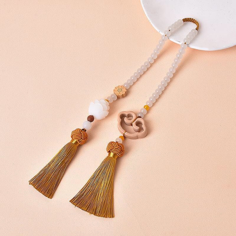 Ngọc bội khánh treo ô tô xe gỗ Hoàng Dương hạt Bồ Đề trang trí gương chiếu hậu cao cấp may mắn an toàn