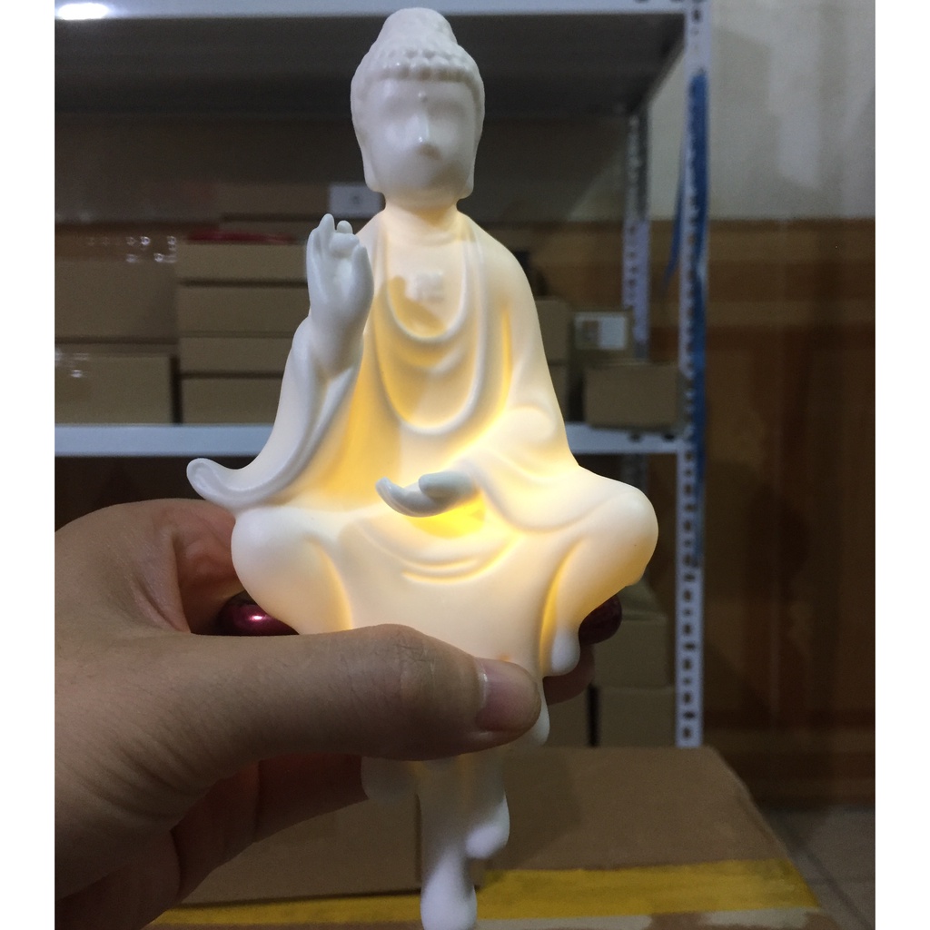 Tượng Phật Gốm A Di Đà Ban Phước - Chất liệu Gốm Sứ Tử Sa Màu Cát Trắng