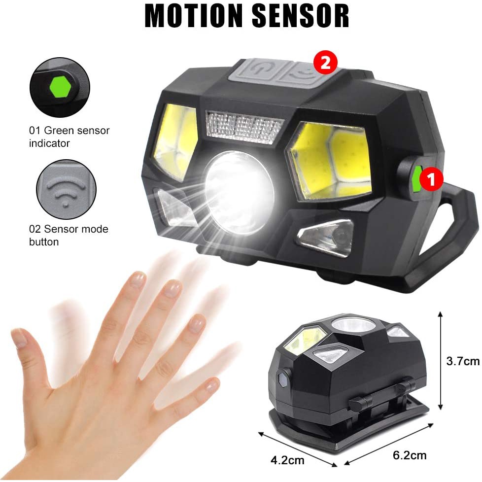 Đèn Led Đeo Đầu Cảm Biến Mạnh Mẽ Sạc Usb Chống Nước Cho Hoạt Động Ngoài Trời