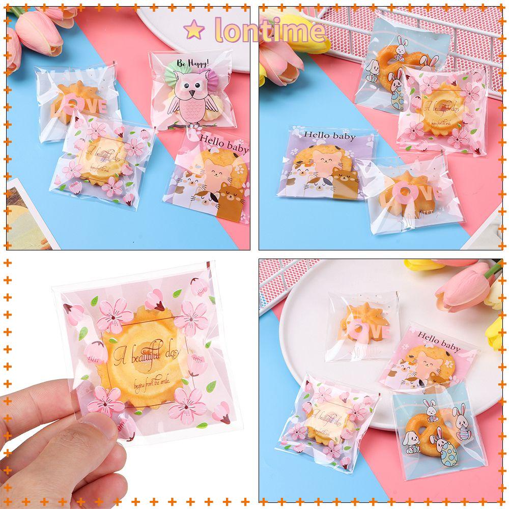 Set 100 túi nhựa OPP tự dính 7x7cm đựng bánh kẹo họa tiết hoạt hình dễ thương