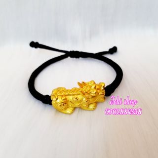 Vòng tay tỳ hưu bạc mạ vàng size lớn