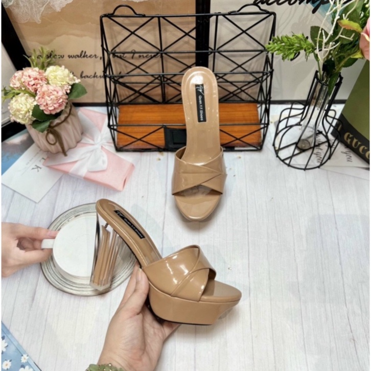 Cao Gót Nữ 12 Phân Quai Xếp Ly Da Mềm - Đế Trong Đúp Kép Cao Cấp T243 T244