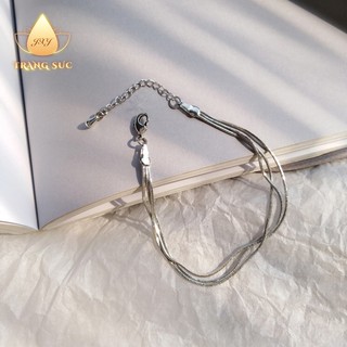 🔥🔥Vòng tay Nữ Ba lớp Màu bạc Đơn giản Làm bằng tay Tính cách Thiểu số Tinh tế VT-088