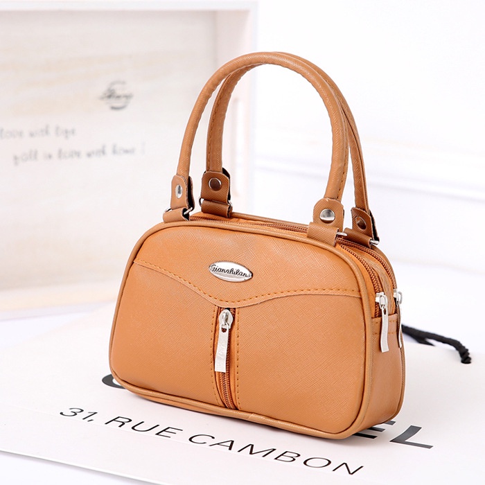 Túi Xách Da PU Có Khóa Kéo Phong Cách Âu Mỹ Cho Phụ Nữ Trung Niên