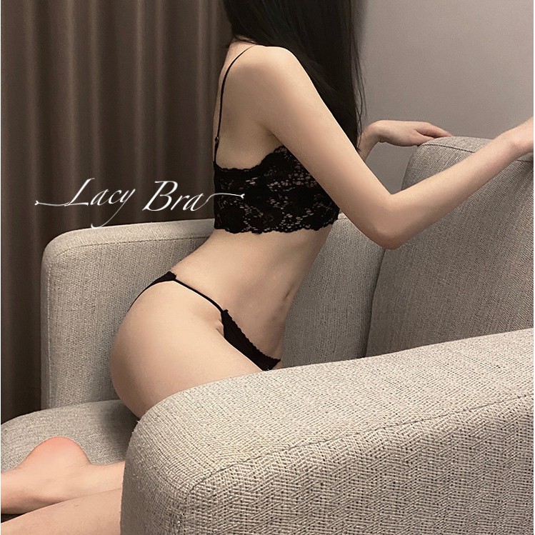 Bộ Bralette Ren Sexy Đệm Mỏng Phối Quần Lót Dây Mảnh Gợi Cảm Lacy Bra - B06 | BigBuy360 - bigbuy360.vn