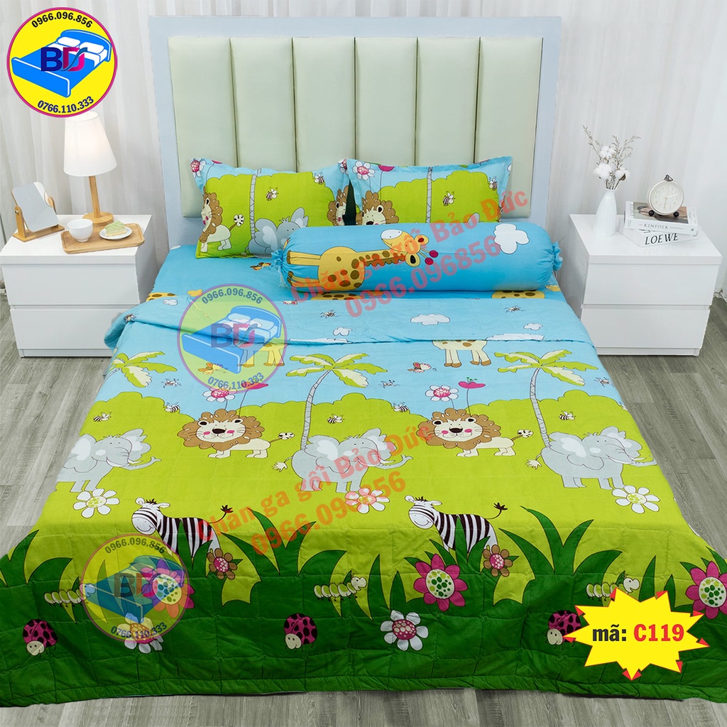 Bộ chăn ga gối sét hè 5 món chăn hè trần bông cao cấp