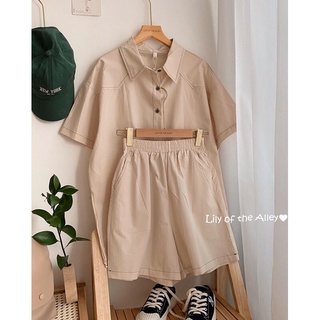 Set sơ mi quần short chỉ nổi