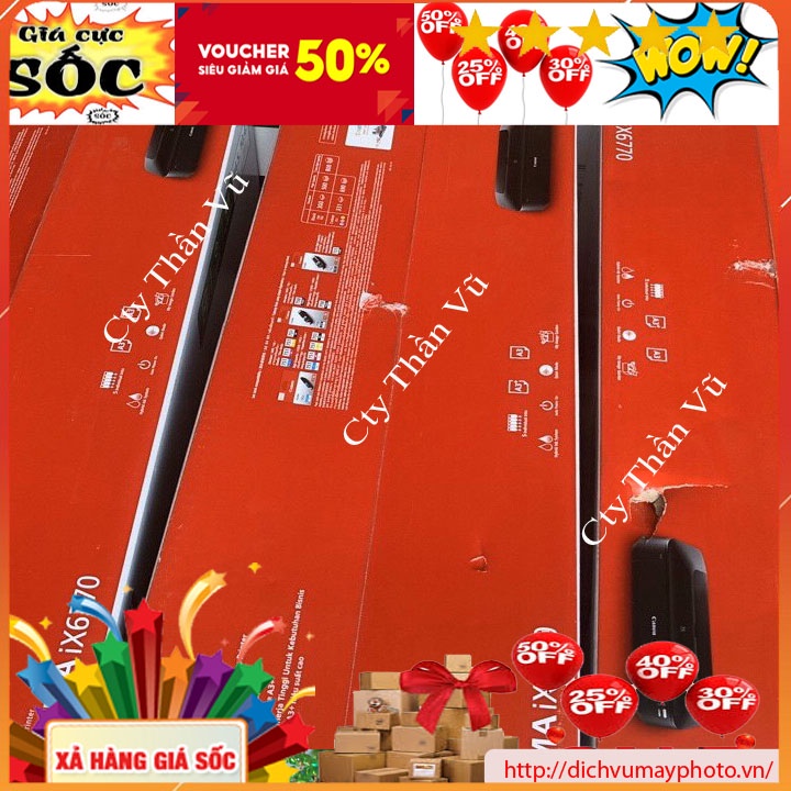 Máy in phun màu mới 100% canon ix6770 A3 hàng chuẩn bền đầy đủ chỉ việc sử dụng có bao test bảo hành INECO