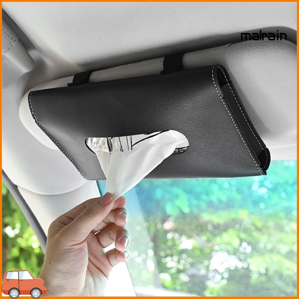 Hộp Đựng Khăn Giấy Bằng Da Giả Gắn Tấm Che Nắng Xe Hơi Tiện Dụng