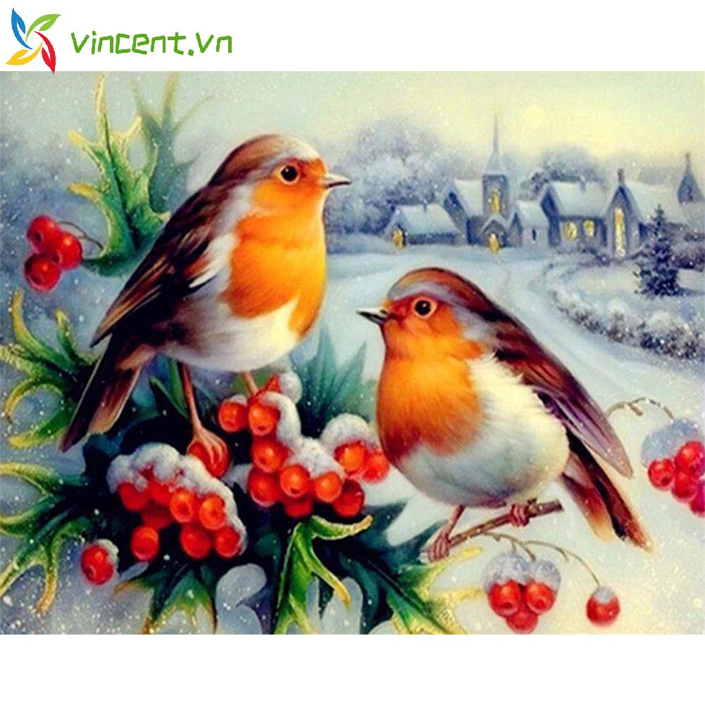 Bộ tranh thêu chữ thập 11CT hình chim và hoa