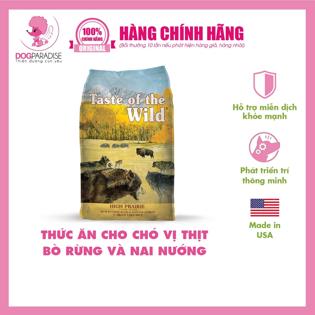 Thức ăn hạt Taste of the wild cho chó vị bò rừng và nai nướng 500g - Dog Paradise