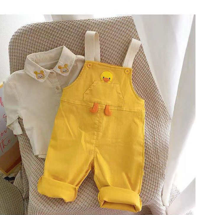 Bộ Quần Yếm Cotton Họa Tiết Hoạt Hình Đáng Yêu Thời Trang Mùa Thu Cho Bé