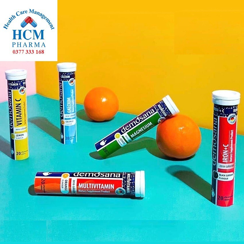 [NHẬP KHẨU ĐỨC] Viên Sủi Tăng Sức Đề Kháng Vitamin C DEMOSANA 20V - vị chanh, không đường, không calo