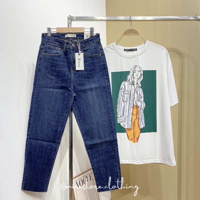 Quần Jean Nữ Baggy Lưng Cao Xẻ Lai Co Giãn Tốt Phom Lửng Phong Cách Sành Điệu Mixx Store