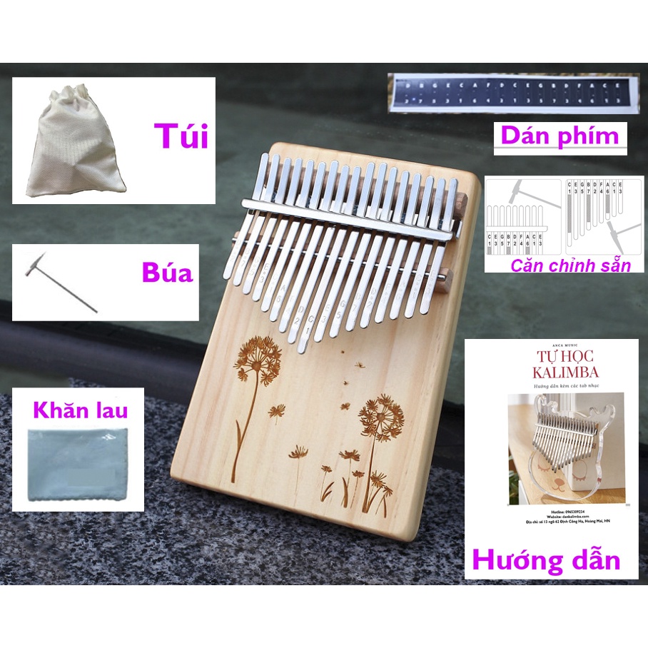 Đàn Kalimba 17 Phím Giá Rẻ Cho Người Mới Tập - Đầy Đủ Phụ Kiện