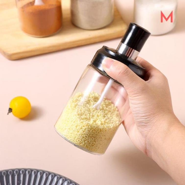 Lọ Đựng Gia Vị Thủy Tinh Kèm Thìa VANDO 250ml Thủy Tinh Sạch An Toàn Chịu Nhiệt Chịu Lực Cao HÀNG HOT T2