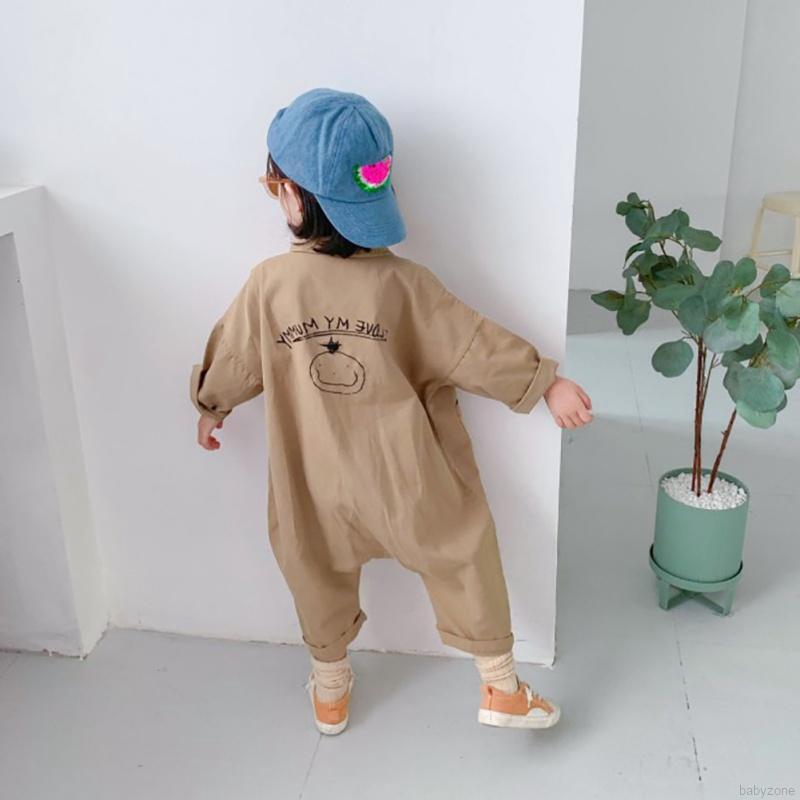 Áo liền quần dài tay đính nút thời trang cho bé