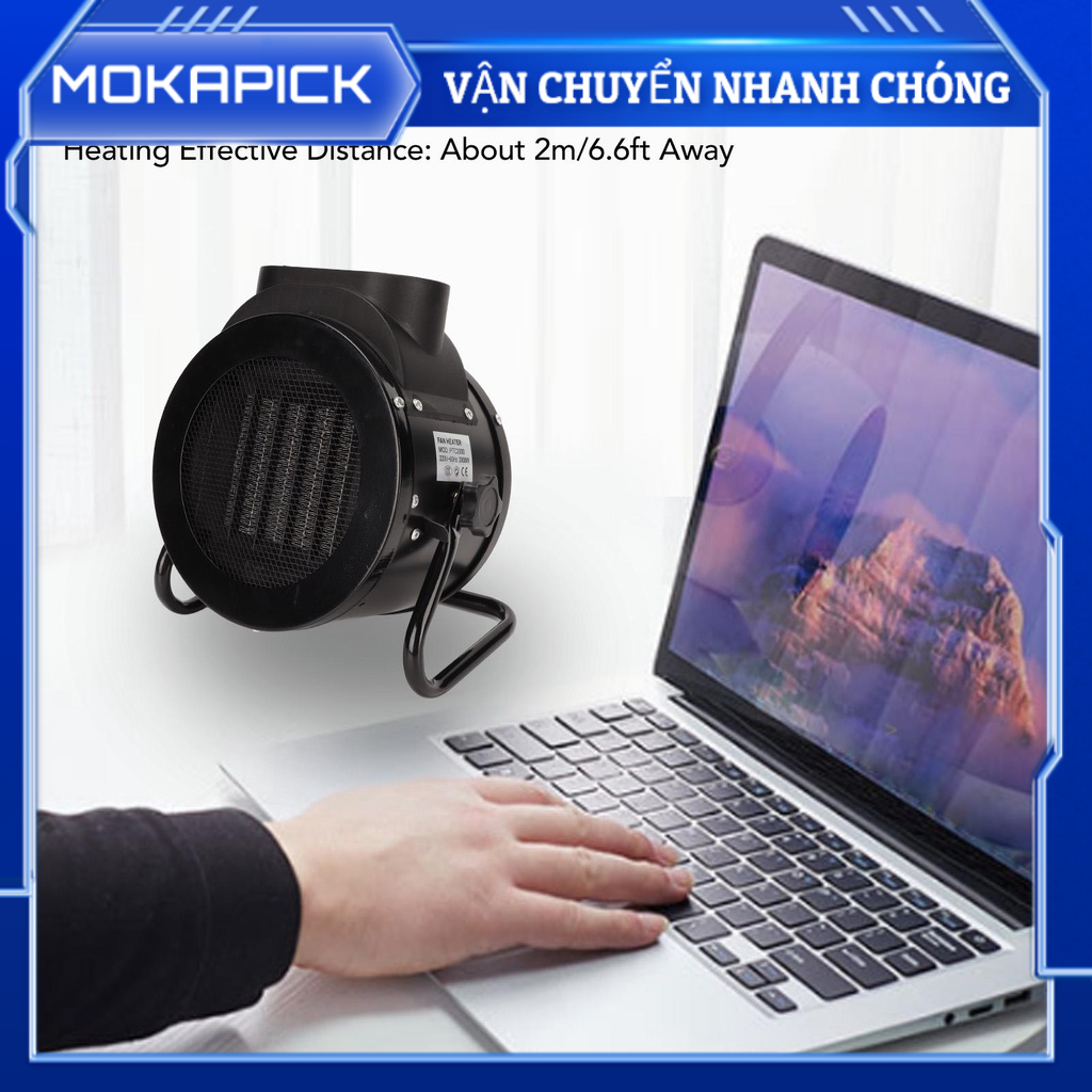Mokapick Máy sưởi không gian 2000W điện có thể điều chỉnh nhiệt độ PTC với màn hình hiển thị cho bàn văn phòng Trang chủ EU Cắm 220V