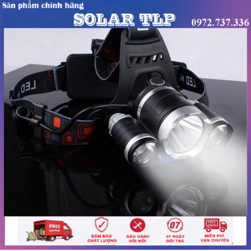 Đèn pin đội đầu 3 Bóng Siêu Sáng T6 | Solar TLP