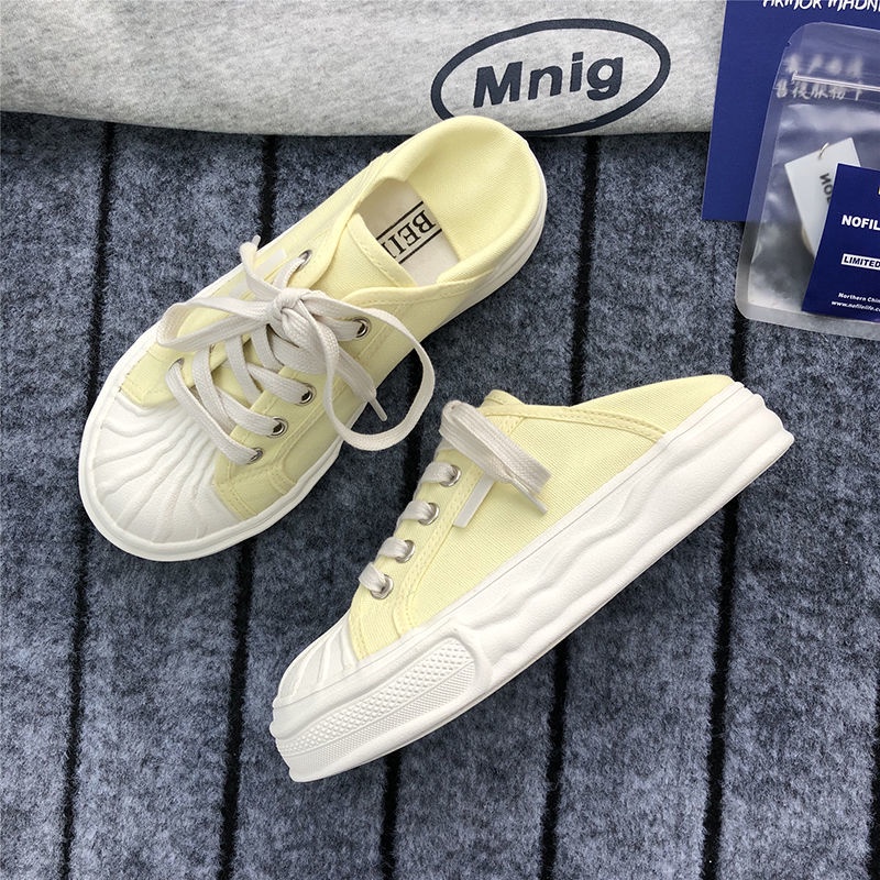 Giày Thể Thao Canvas Đế Dày Họa Tiết Vỏ Sò Phong Cách Retro Dễ Phối Đồ Thời Trang Mùa Hè Cho Nữ