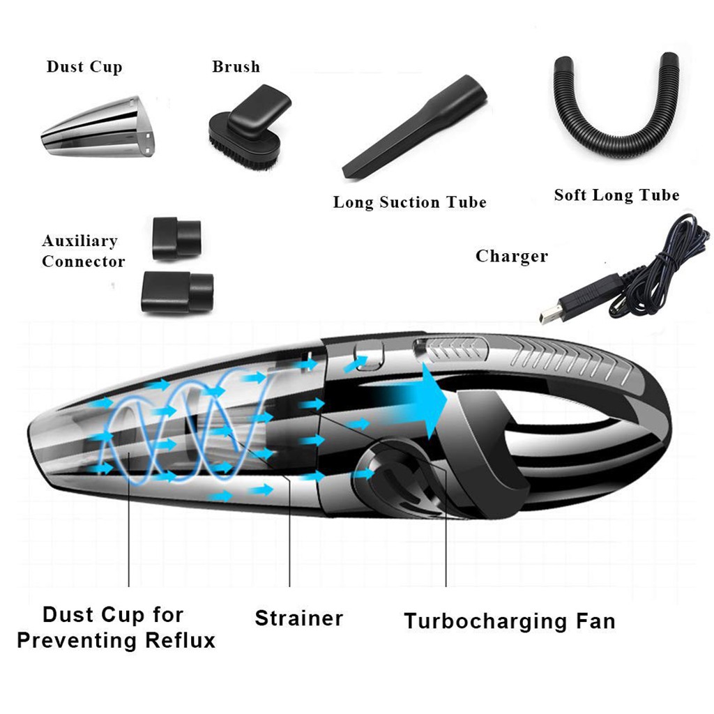 Thiết bị máy hút bụi cầm tay không dây 120W 12V dành cho xe hơi | BigBuy360 - bigbuy360.vn