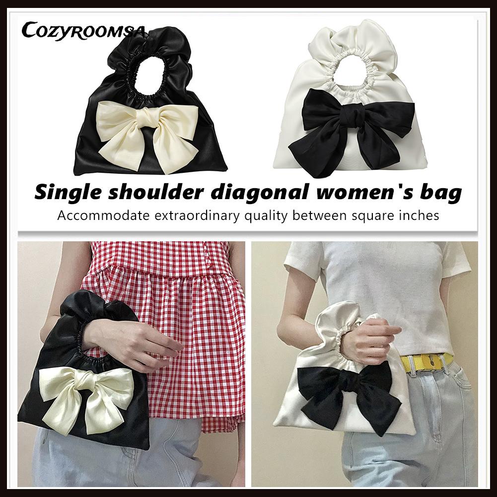 Túi xách da PU xếp li đính nơ thời trang cho nữ