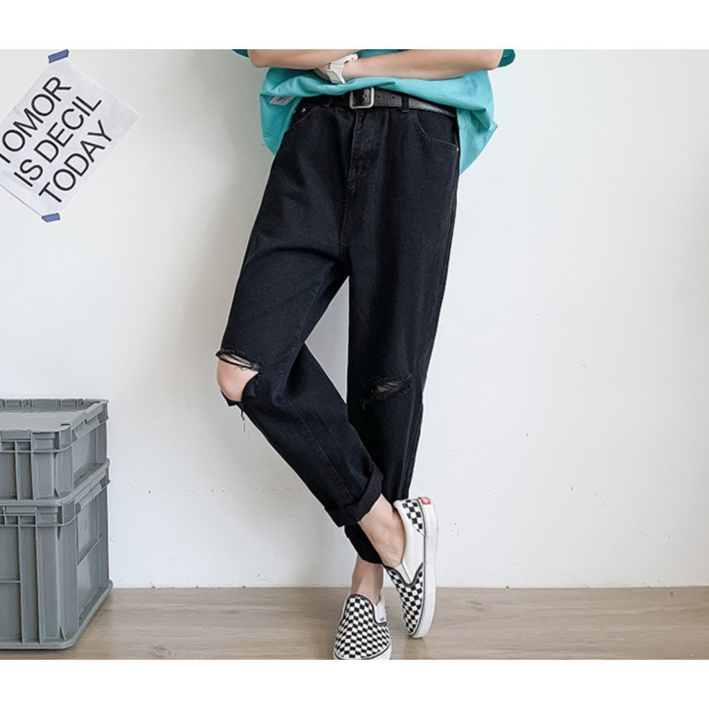 QUẦN BAGGY RÁCH GỐI ĐEN -Đổi trả free nếu không ưng hoặc hàng lỗi | BigBuy360 - bigbuy360.vn