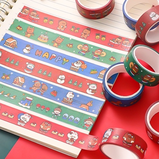 WASHI TAPE CUTE CHỦ ĐỀ NOEL, CHRISTMAS HÌNH BÁNH QUY, NGƯỜI TUYẾT, TUẦN LỘC