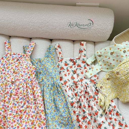 Váy 2 dây bản to  thiết kế dáng vintage TẶNG kèm MŨ chất liệu thô Hàn (KM22-VA213) Kakummi