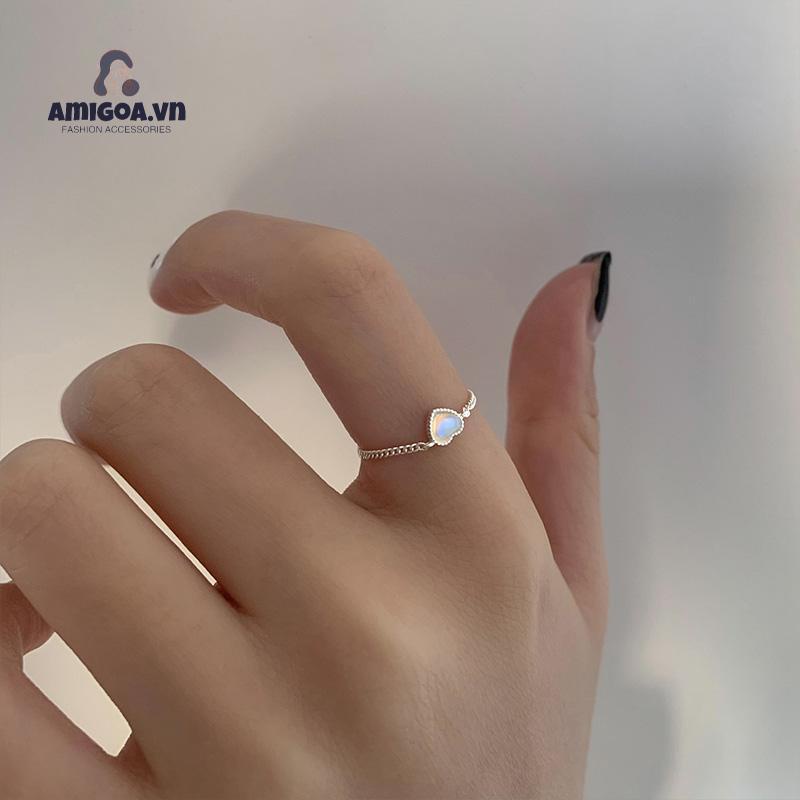✨✨Nhẫn mạ bạc đính đá mặt trăng giả thời trang dành cho nữ