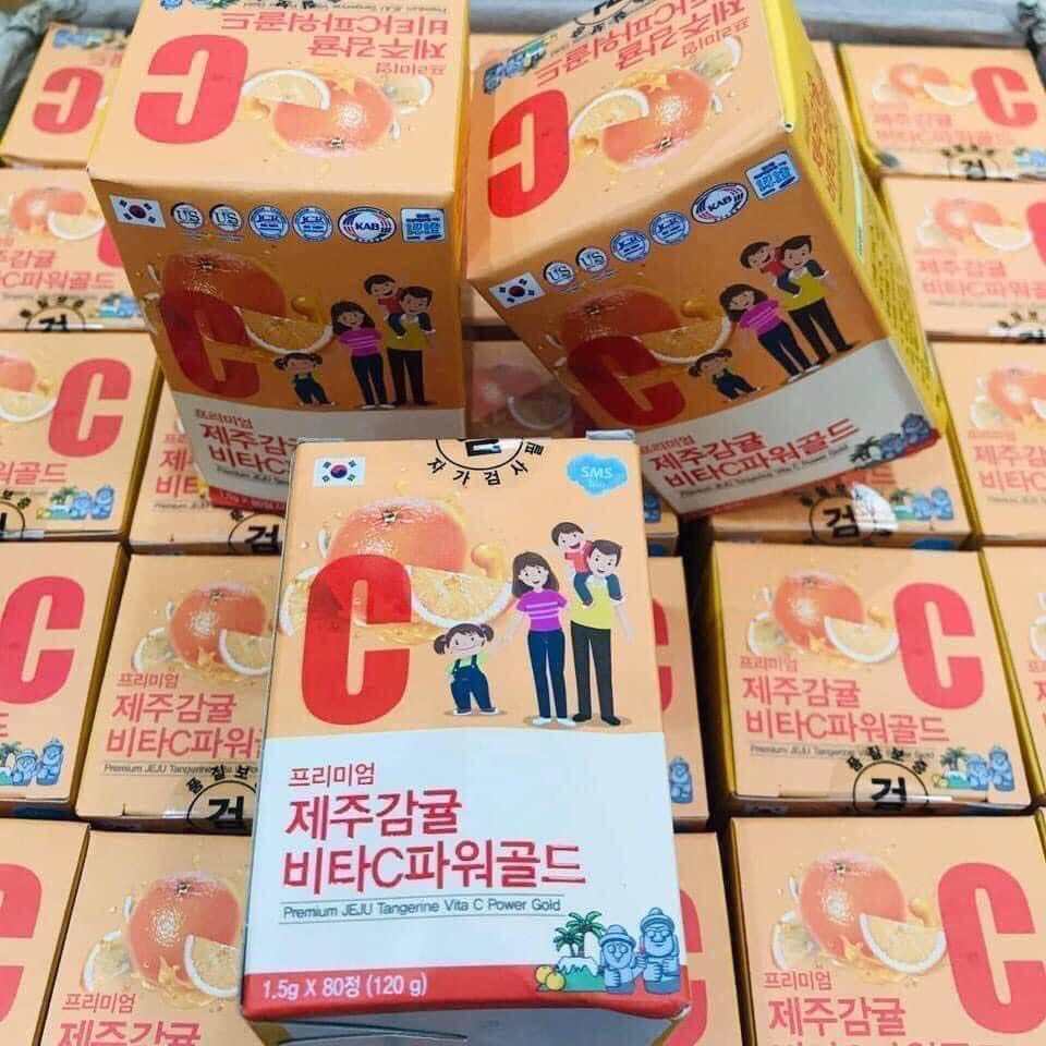 Kẹo Vitamin C Premium Jeju Tangerine Power Gold Hàn Quốc, Tăng Cường Hệ Miễn Dịch Cho Cơ Thể - Hộp 80v [ CHÍNH - HÃNG ]