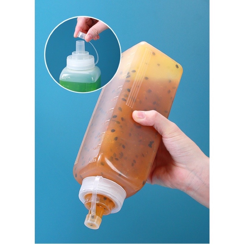 Chai Nhựa Đựng Sốt, Mứt Trái Cây Có Nắp 800ml/ 1000ml