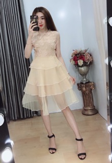 Đầm Xoè Ren Xốp Hoa Hàng TK