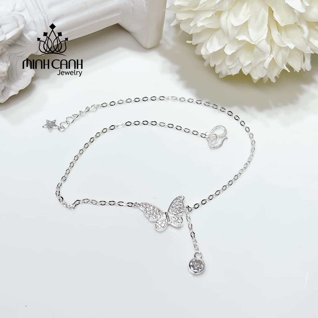 Lắc Chân Bạc Hình Bướm Treo Đá Minh Canh Jewelry