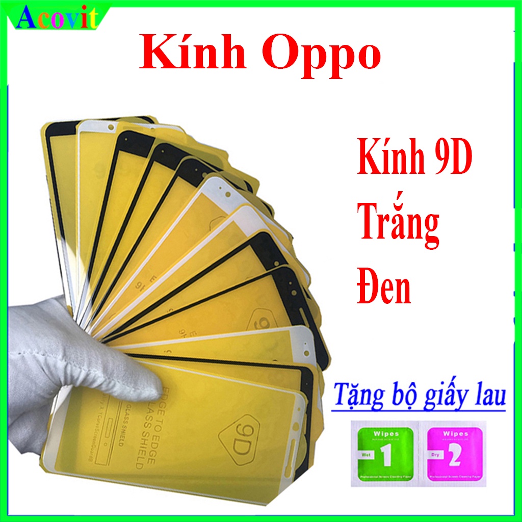 Kính cường lực Oppo A37, A57, A59, A71,A83, F1s, F3, F5 Full Màn hình ,Tặng Bộ giấy lau kính Acovit