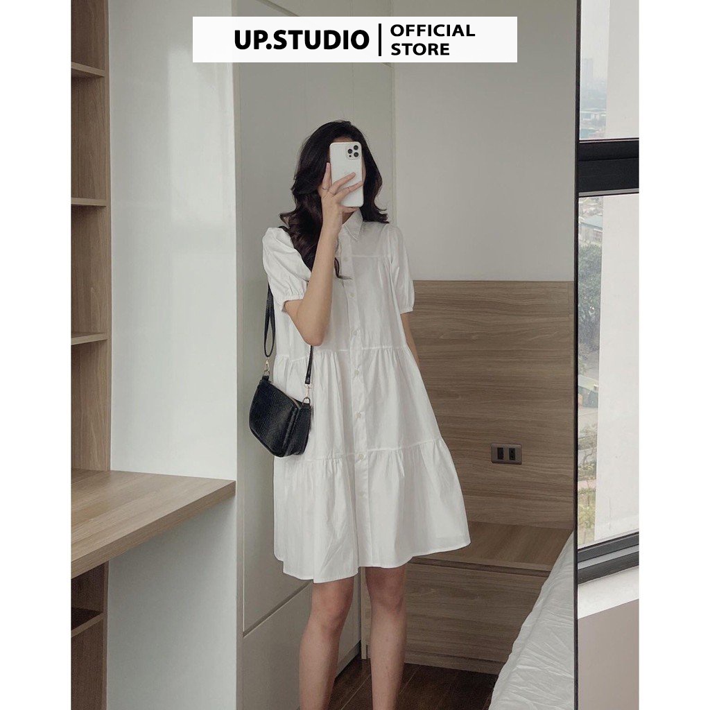Váy babydoll sơ mi dáng dài suông trắng thiết kế ulzzang tiểu thư xinh đầm nữ công chúa đi dự tiệc đám cưới sang trọng