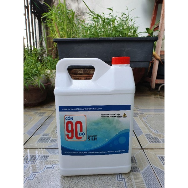 Cồn CN 90 độ bình  5 lít  giá  rẻ, Sát khuẩn  đồ  dùng, tặng bình xịt phun  sương kèm theo,