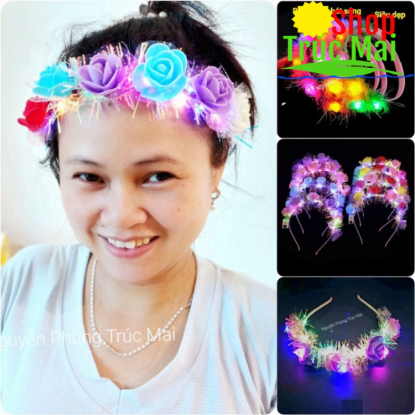 Bờm tóc cute đội đầu cho bé yêu xinh đẹp, có led chiếu sáng - Linh phụ kiện tóc tết trung thu noel và tham gia liên hoan
