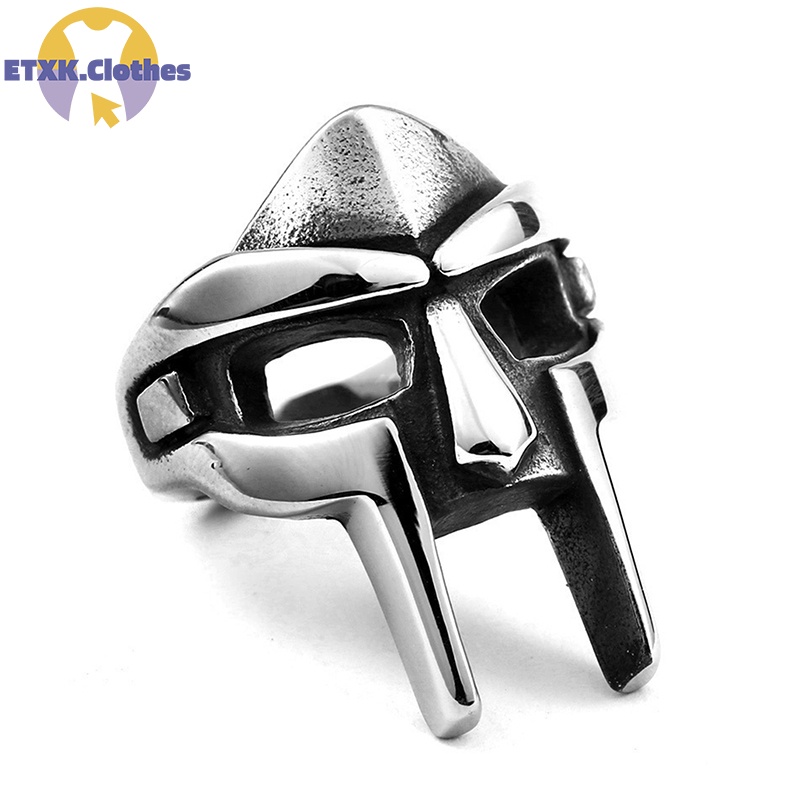 Doom Nhẫn Đeo Mặt Nạ Chiến Binh Bằng Kim Loại Không Gỉ Màu Bạc Phong Cách Đấu Sĩ Thời Trang Cá Tính Cho Nam
