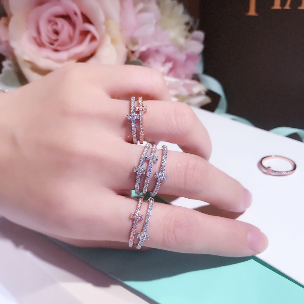 Nhẫn Mạ Bạc 925 Hình Chữ Thập Đính Đá Thời Trang 2021 Cho Nữ