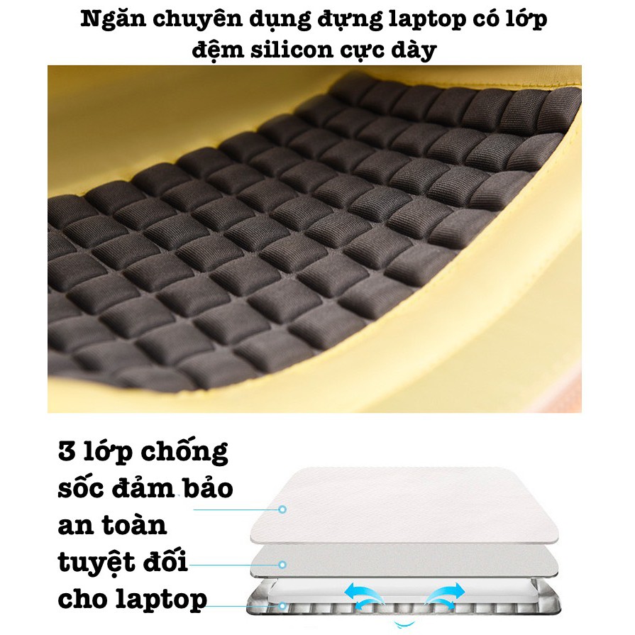 Túi xách da cao cấp đựng laptop có lớp chống sốc trần silicon, kiểu dáng tối giản, sang trọng, chống thấm, chống sốc