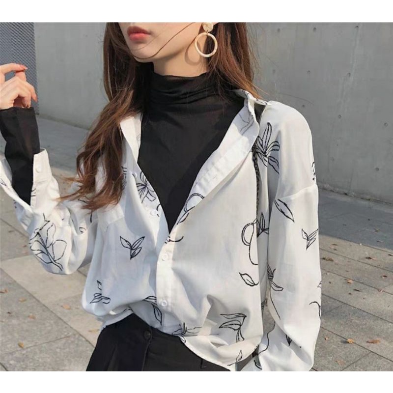 |sẵn đen L|Áo voan mặc trong áo len, sweater Hàn Quốc