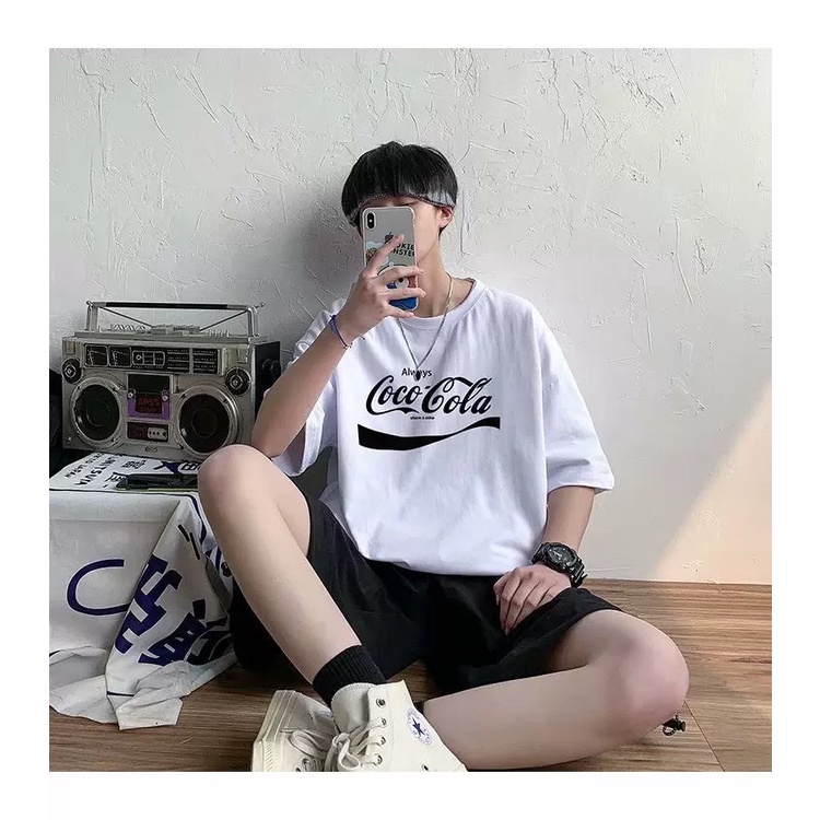 Áo thun tay lỡ unisex in chữ COCO COLA phong cách hàn quốc nam nữ mặc đều đẹp