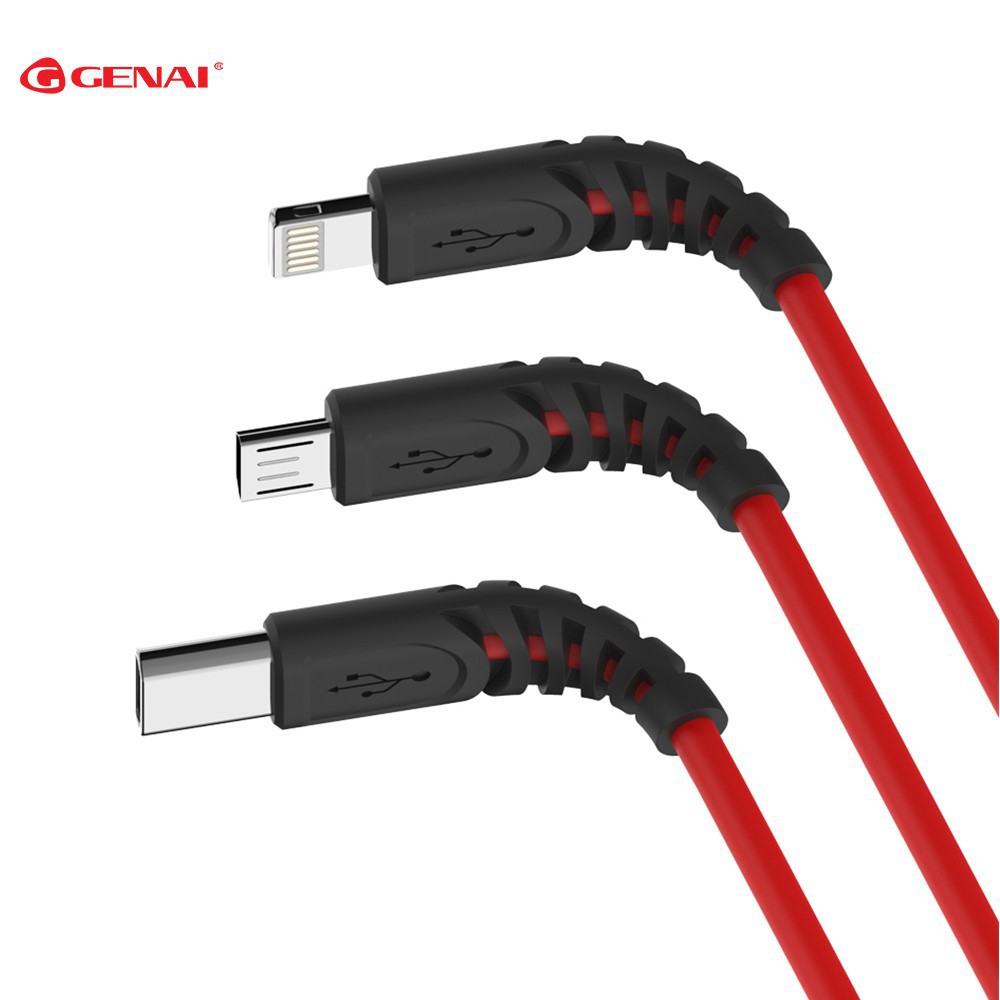 Compo 2 Dây cáp sạc GENAI Anti Bending dòng Micro Android Cable nấc thang chịu bẻ cong 20000 lần, không sợ gãy