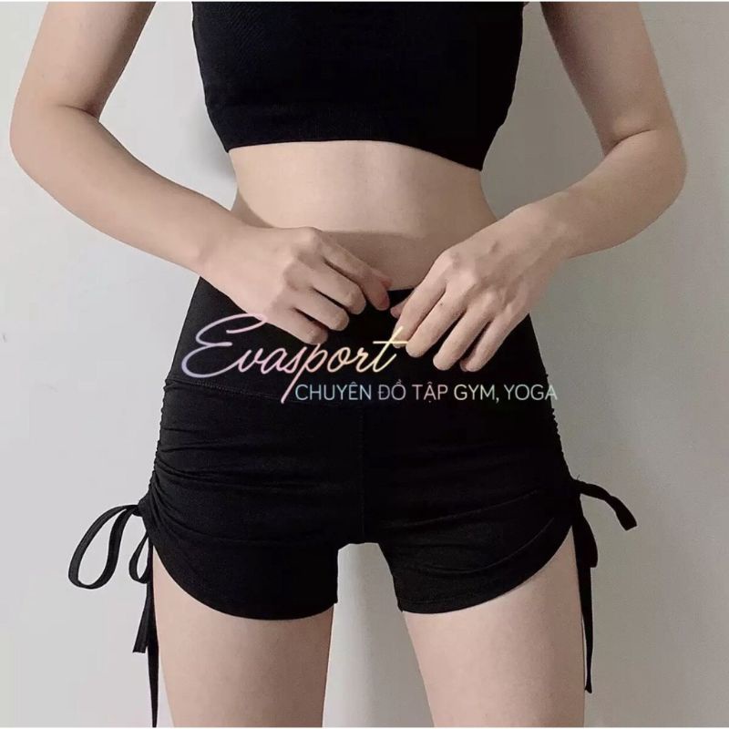 Quần đùi nữ tập gym yoga dây rút cạp cao lưng cao NaQI Vải dày cao cấp co giãn tốt ôm dáng