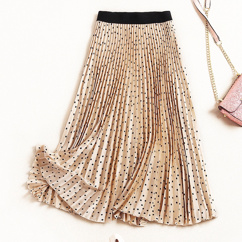 Váy eo cao xếp li thời trang nữ chấm bi | BigBuy360 - bigbuy360.vn