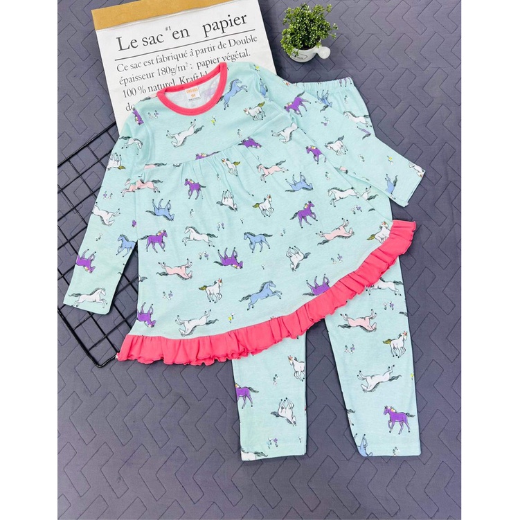 Bộ dài tay babydoll sz đại vải xuất đẹp