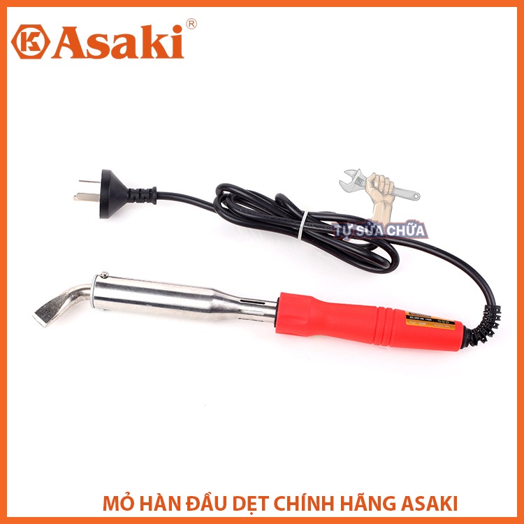 Mỏ hàn nhiệt đầu dẹt chính hãng ASAKI 100-150W cho mối hàn to lên nhiệt cực nhanh TẶNG KÈM THIẾC NHỰA THÔNG