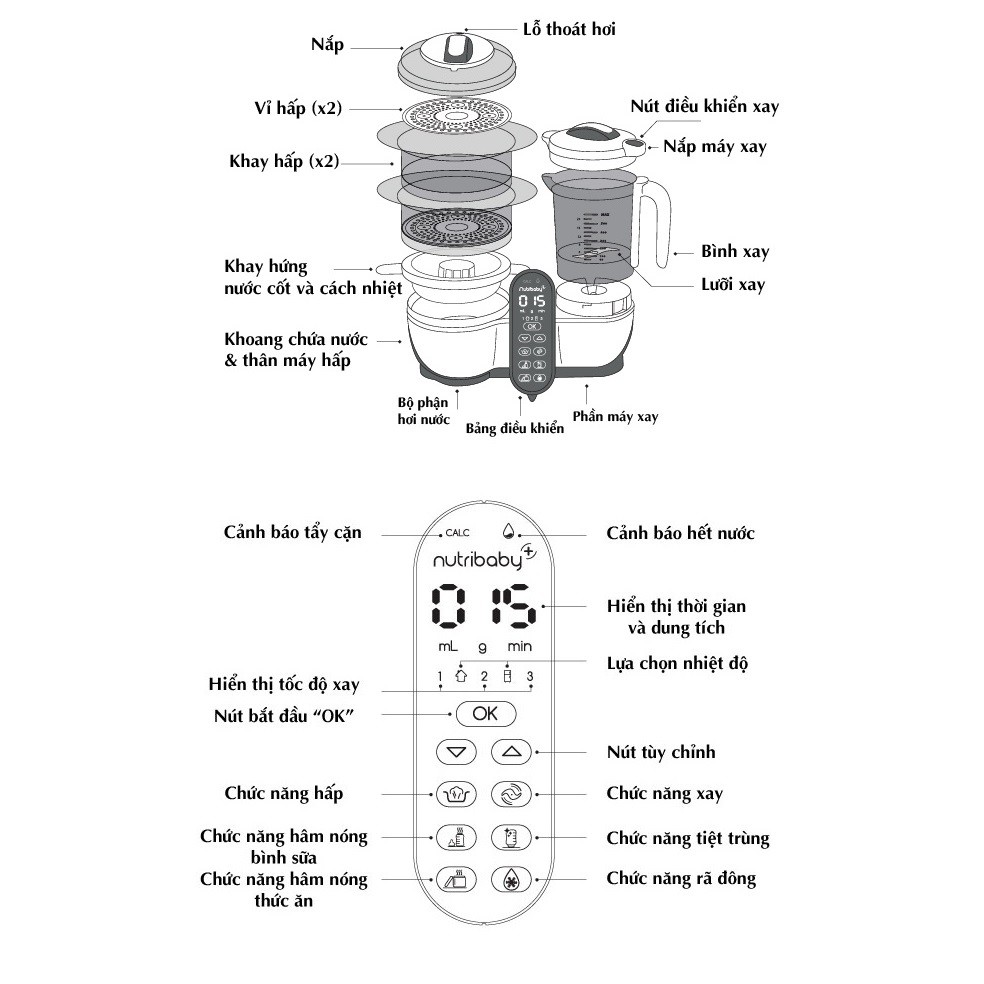 MÁY XAY HẤP ĐA NĂNG BABYMOOV NUTRIBABY PLUS 5IN1 (CHÍNH HÃNG) CHO BÉ (BM14689)